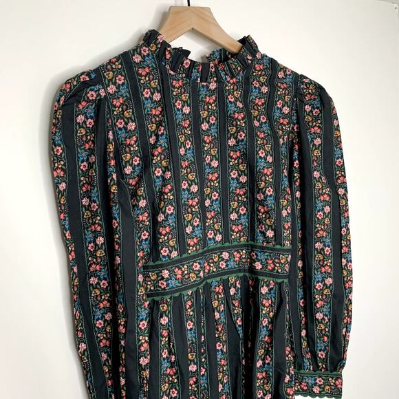 Pink City Prints Savannah Dress Haworth Border Black Womens XS - Picture 7 of 16